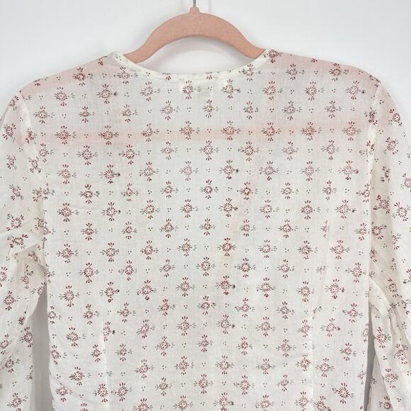 Kerry Cassill Flare Sleeve Tunic Top Size M/L Deep V Neck Empire Tie Boho - Picture 10 of 14